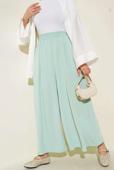 Beli Lastik Detaylı Salaş Pantolon Mint ürün görseli 1