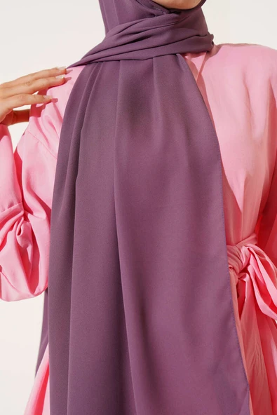 Düz Medine İpeği Şal Lila - Resim 4