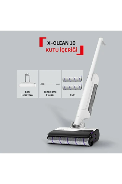 X-Clean 10 Islak Sert Zemin Temizleyici Kablosuz Dikey Süpürge-Kendini Temizler Kurutur - İlave Rulo - 9