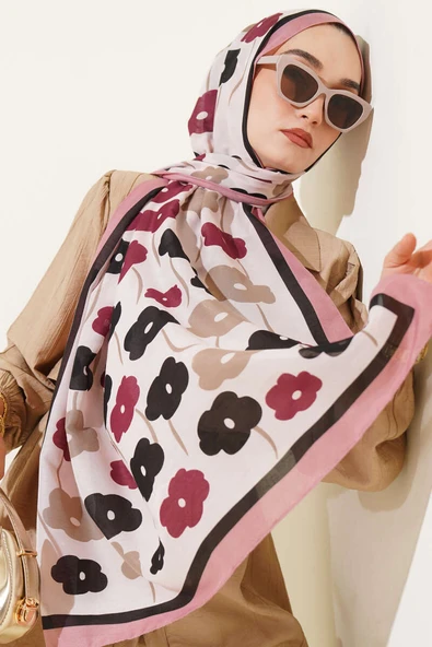 Çiçek Desenli Şal Pudra ürün görseli 1