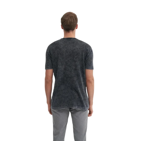 Bisiklet Yaka Regular Fit Pamuklu Triko Tişört - 4