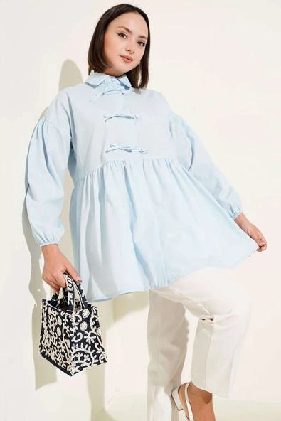 Brit Fiyonk Düğme Detaylı Gömlek Mavi ürün görseli 1