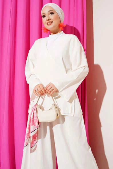 Salaş Kimono İkili Takım Ekru - Resim 2