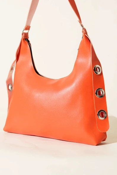 Kuş Gözü Detaylı Çanta Oranj - Resim 3