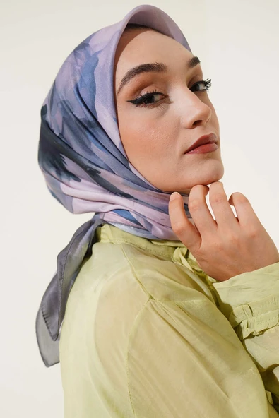 Su Gölgesi Desenli Eşarp Kayrak Grisi - Resim 2