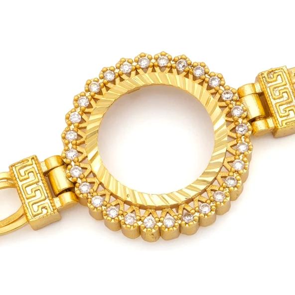 Altın Kaplama İmitasyon İşlemeli Figaro Model Çeyrek Çerçeve Bileklik BLK-1161 - Resim 3