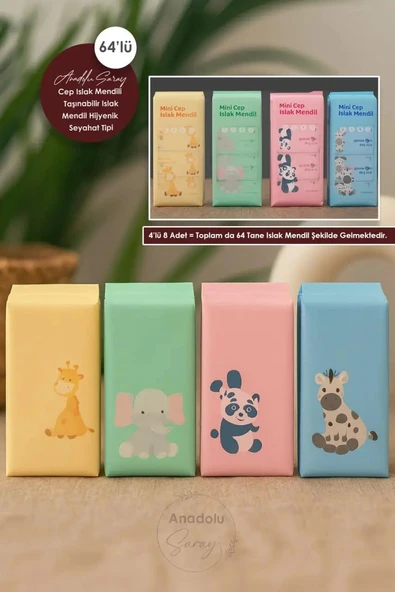 Baysa Alkolsüz Bitki Özlü Mini Islak Cep Mendili - 8'li 80 Paket - Resim 8