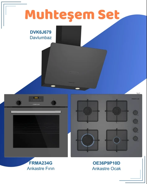 Profilo Gri Cam Ankastre Set (FRMA234G - DVK6J679 - OE36P9P10D) ürün görseli