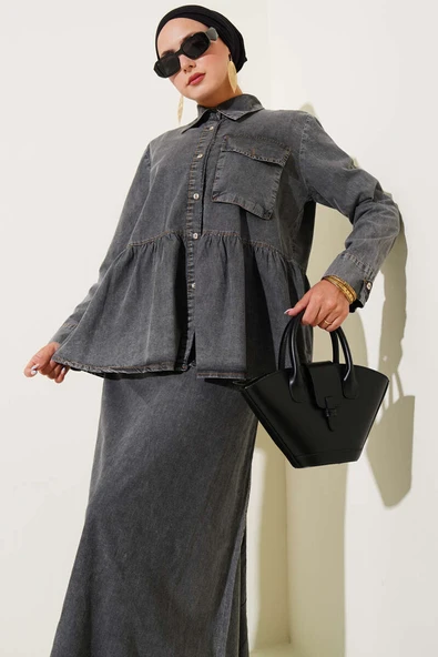 Tek Cepli Kot Jile İkili Takım Füme - Resim 2