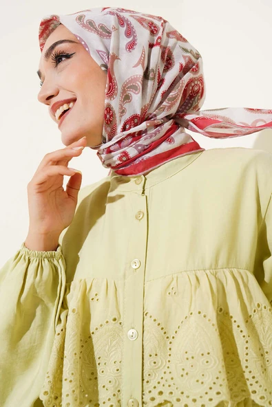 Paisley Detaylı Eşarp Bej - Resim 2