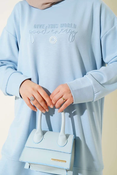 Give This World Baskılı Tunik Bebe Mavi - Resim 4