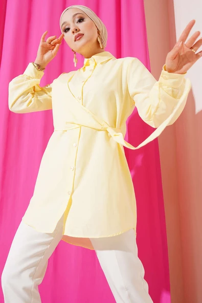 Yandan Bağlamalı Tunik Sarı ürün görseli