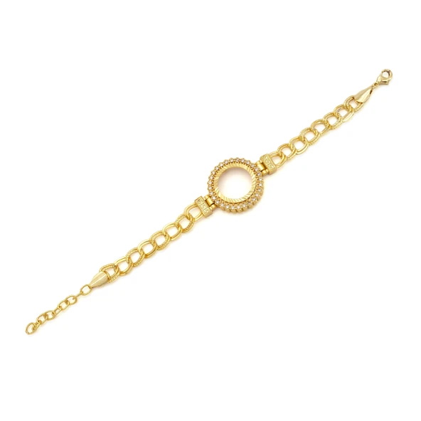 Altın Kaplama İmitasyon İşlemeli Figaro Model Çeyrek Çerçeve Bileklik BLK-1161 - Resim 2