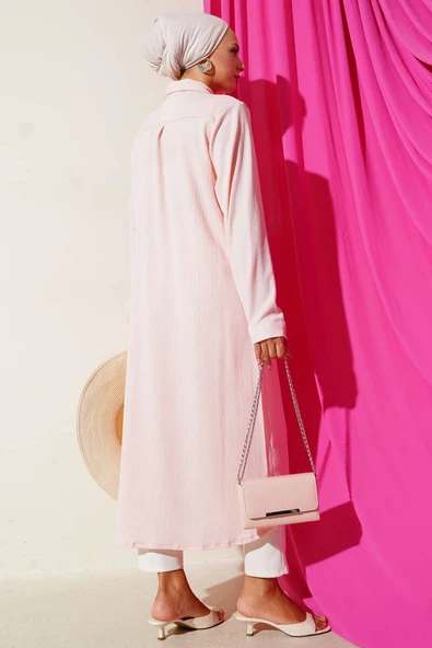 Gizli Pat Uzun Gömlek Pudra - Resim 3