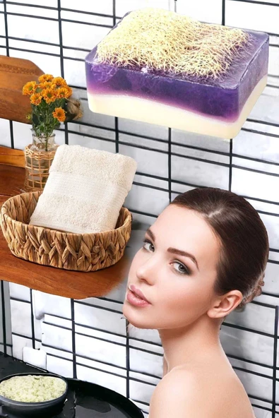 2li Set %100 Doğal Kabak Lifli Keçi Sütü Lavanta Sabun El Yüz Kurulama Havlu - Resim 2