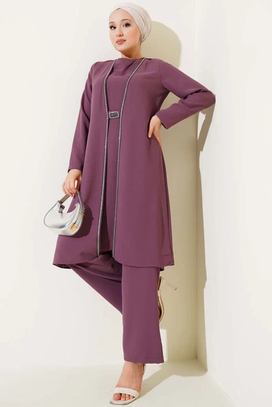 Taş Sıra Detaylı İkili Takım Gül Kurusu ürün görseli 1