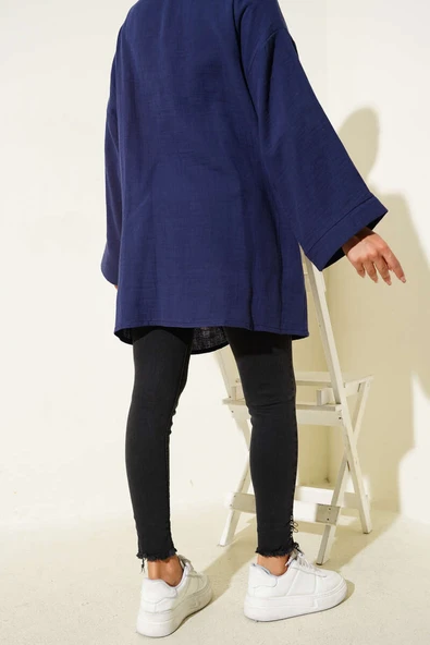 Yüksek Bel Paça Püsküllü Pantolon Siyah - Resim 3