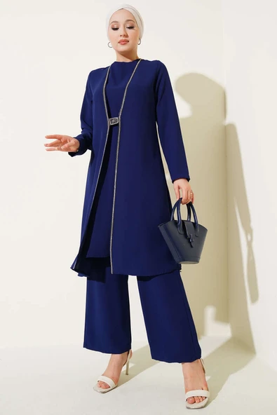 Taş Sıra Detaylı İkili Takım Lacivert ürün görseli 1