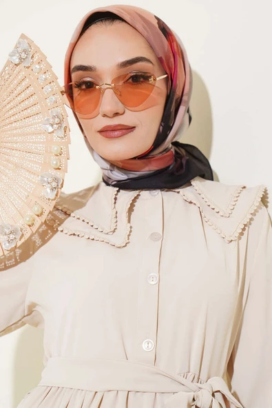 Su Gölgesi Desenli Eşarp Oranj - Resim 2