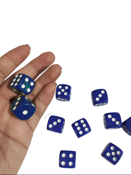 Mavi Okey Zarı Renkli Masa Oyunları Zarı - 4 Adet ürün görseli