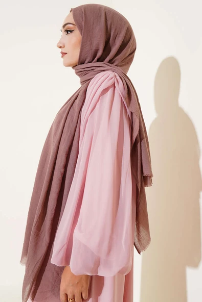 Aya Serisi İnce Pamuk Şal Vizon -50 - Resim 3