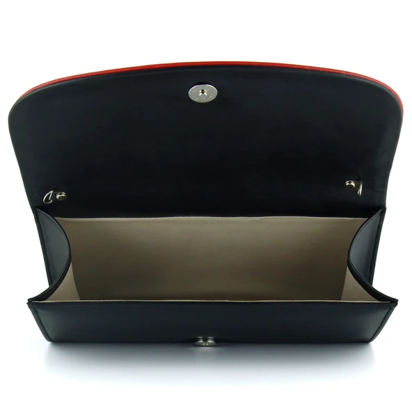 Erkan Saçmacı Siyah Kırmızı Vegan Zincir Askılı Manyetik Kapaklı Zarif Abiye El Çantası - 5