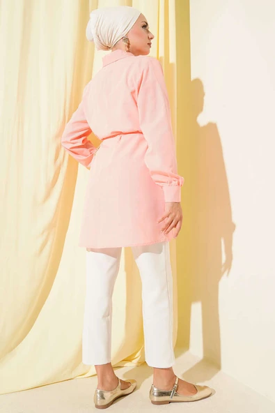 Önü Pensli İp Kuşaklı Tunik Yavru Ağzı - Resim 3