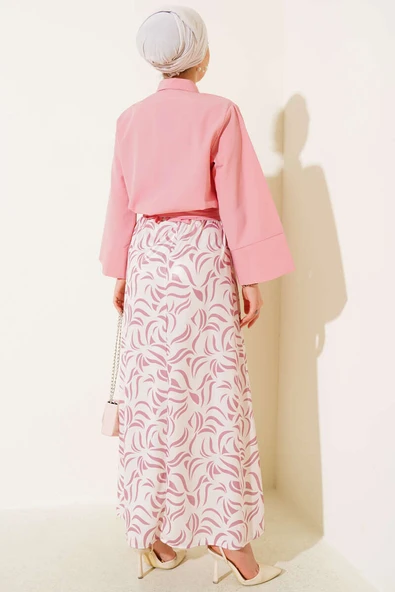Yandan Bağlamalı Etekli İkili Takım Pudra - Resim 3