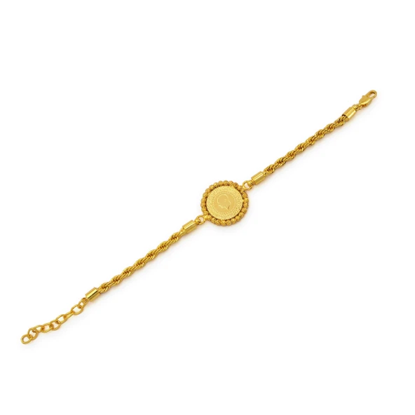 Altın Kaplama Çeyrekli Dorika Çerçeve Burgu Zincirli Bileklik BLK-1173 ürün görseli