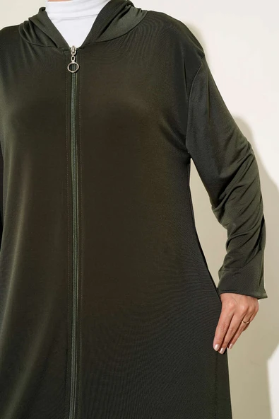 Kolu Lastikli Uzun Kap Haki - Resim 4