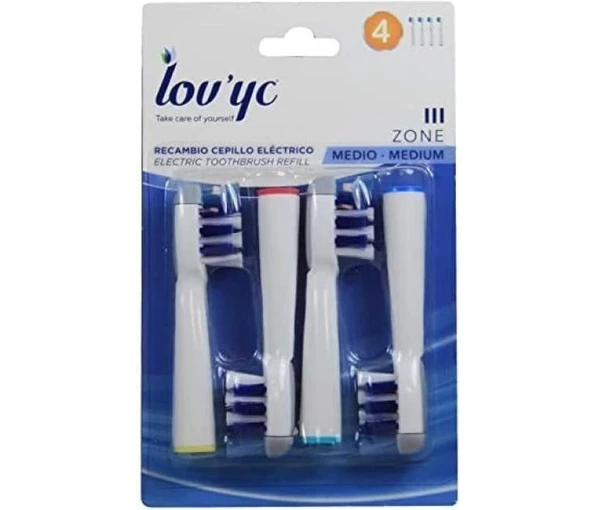 LOV'YC TRİZONE ORTA 4LÜ ELEKTRİKLİ DİŞ FIRÇASI YEDEĞİ ürün görseli 1