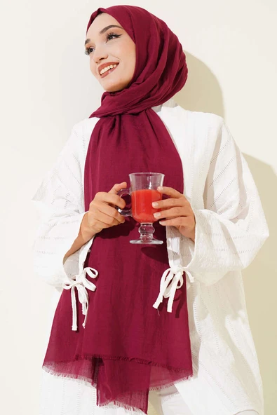 Aya Serisi İnce Pamuk Şal Vişne -62 ürün görseli 1