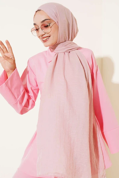 Aya Serisi İnce Pamuk Şal Pudra -14 ürün görseli 1