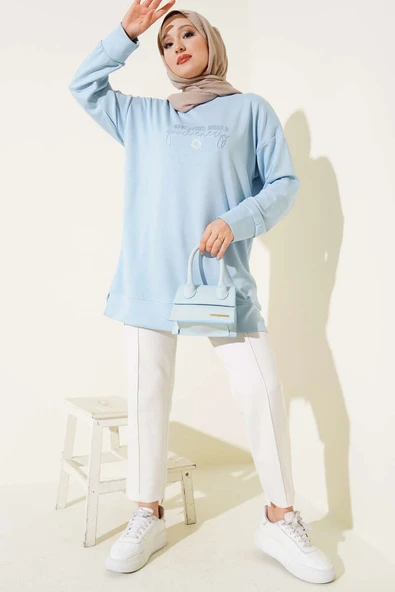 Give This World Baskılı Tunik Bebe Mavi - Resim 2