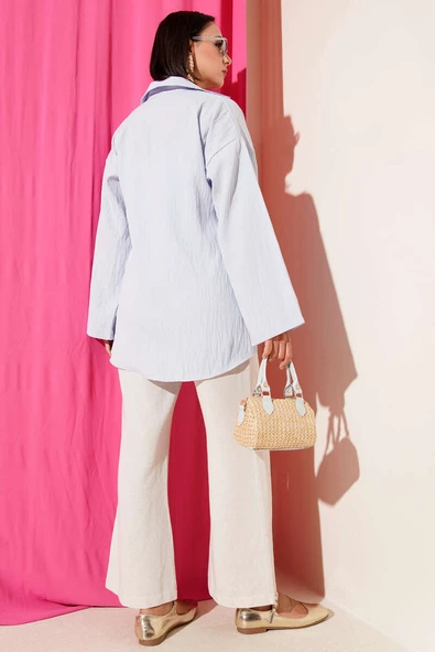 Kalın İp Bağcıklı Kimono Bebe Mavi - Resim 3