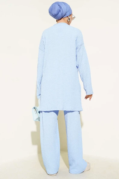 Bisiklet Yaka Gofre İkili Takım Bebe Mavi - Resim 3