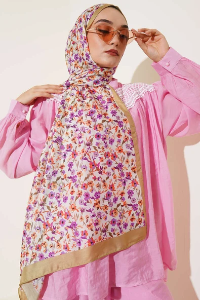 Çiçek Işıltısı Serisi Şal Yağ Yeşili - Resim 2