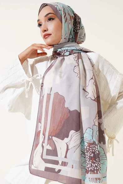 Shelia Desen Lina Şal Soft Kahve - Resim 2