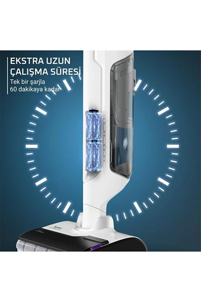 X-Clean 10 Islak Sert Zemin Temizleyici Kablosuz Dikey Süpürge-Kendini Temizler Kurutur - İlave Rulo - 5