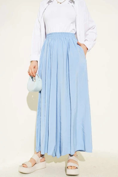 Yandan Cepli Salaş Tensel Pantolon Bebe Mavi - Resim 2