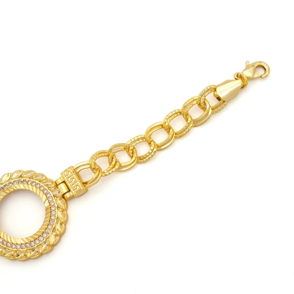 Altın Kaplama İmitasyon Desenli Figaro Model Çeyrek Çerçeve Bileklik BLK-1158 - Resim 5