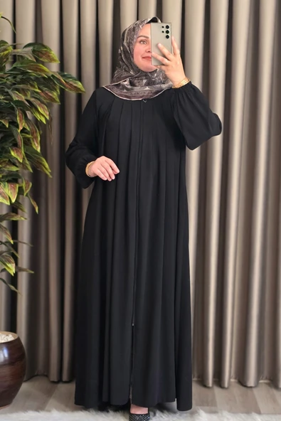 Kadın Tesettür Giyim Büyük Beden Endonezya Krebi Robalı Ferace - Resim 5