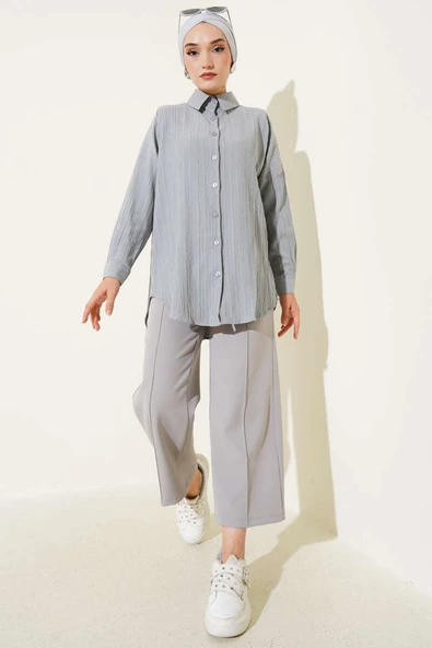 Ağaç Kabuğu Basic Gömlek Açık Gri ürün görseli 1