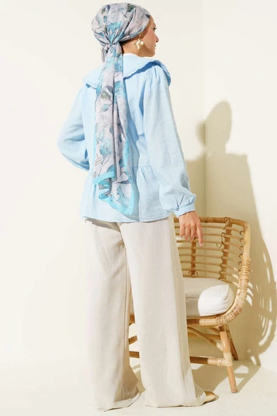 Bebe Yaka İp Bağlamalı Kimono Bebe Mavi - Resim 3