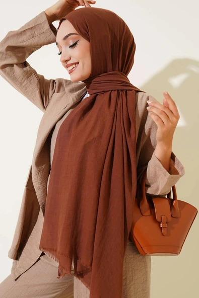 Aya Serisi İnce Pamuk Şal Açık Kahve -168 - Resim 2