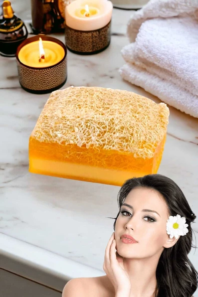 %100 El Yapımı Doğal Kabak Lifli Keçi Sütü Limonlu Sabun 120 Gr - 3