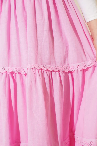 Dantel Detaylı Etek Pembe - Resim 4