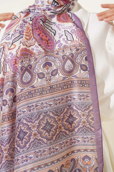 Paisley Rüyası Serisi Şal Lila - Resim 4