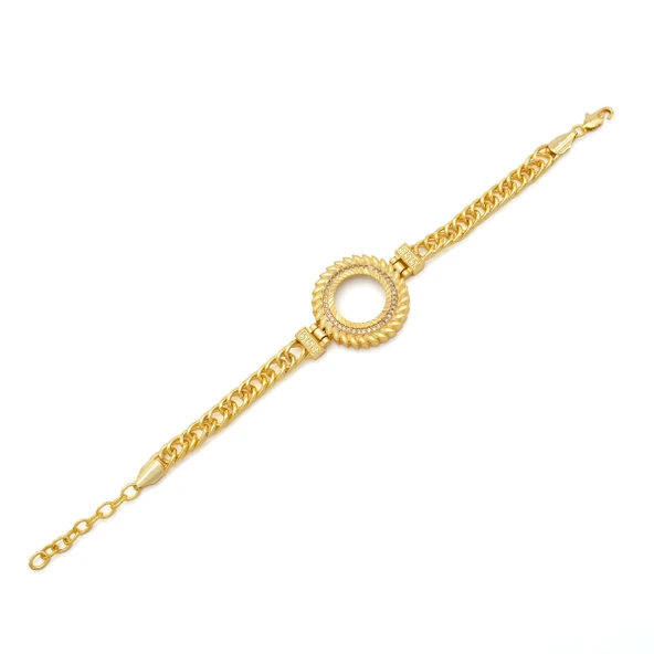 Altın Kaplama İmitasyon Zirkon Taşlı Arpa Modeli Çeyrek Çerçeve Bileklik BLK-1162 ürün görseli