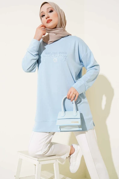 Give This World Baskılı Tunik Bebe Mavi ürün görseli